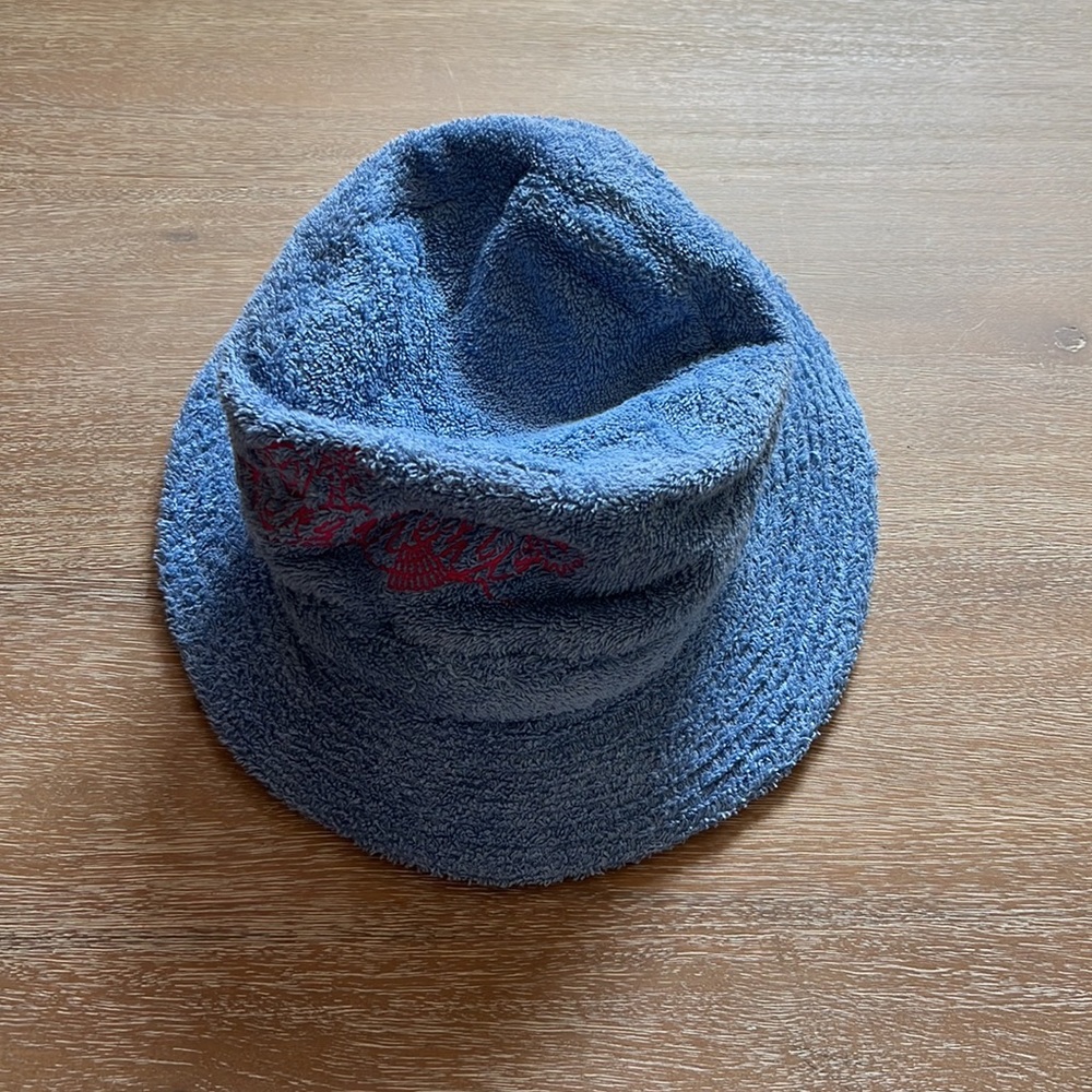 GANNI Beach Terry Bucket Hat Blue Size M/L - Picture 2 of 6